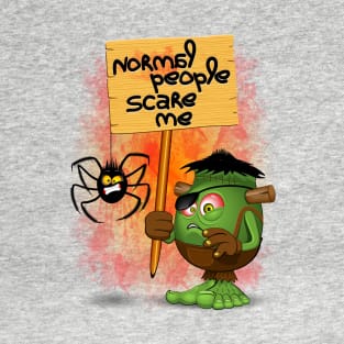 'Normal People Scare Me' Humorous Frankenstein Character T-Shirt